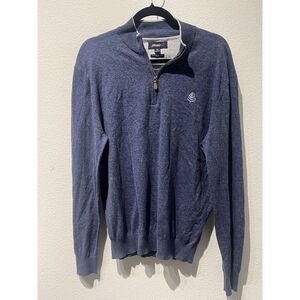 johnnie-o 1/2 Zip Neck‎ Sweater Men's Small Blue Cotton Silk Blend Logo Golf